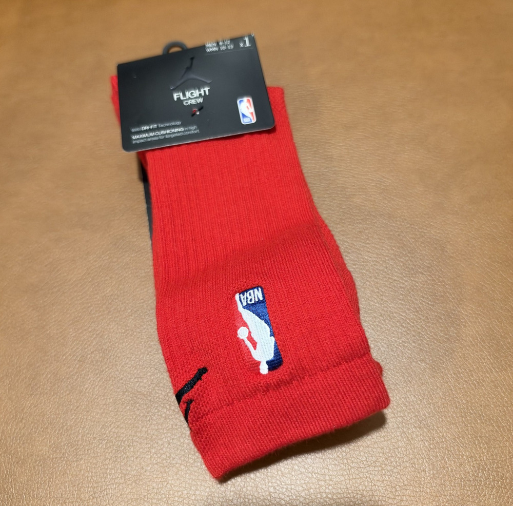 Nike Jordan Flight NBA Dri Fit Crew Socks Red Men's Size L 8-12 SX7589-657 NEW